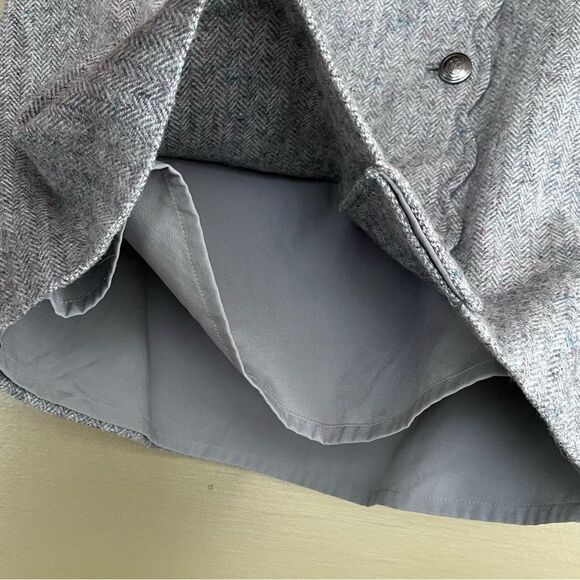 Talbots Petites Herringbone Wool Blend Skirt Gray Faux Wrap Scallop 6P - Picture 6 of 9